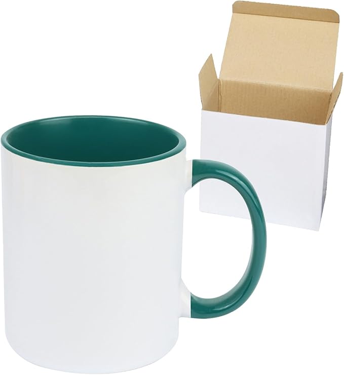 11oz White Ceramic Sublimation Coffee Mug in White Gift Box, 6 New Mixed Colors, Case of 6-CasaMuseHome