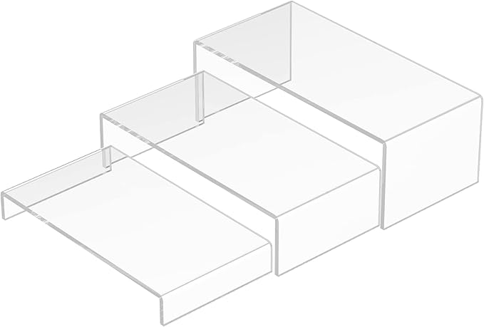 Acrylic Risers Display Stands 3pcs, Rectangular Dessert Table Display Set, Clear Display Shelf for Funko Pop, Collectibles, Retails, Shoes, Plants, Home Decors, Decoration - 7.5''x8''x8.5''-CasaMuseHome