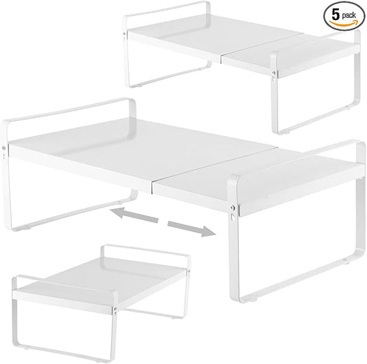 3 Pack Expandable Cabinet Shelf Organizer Kitchen Shelf Riser Stackable Pantry Shelves Kitchen Organizers and Storage Metal Spice Rack Countertop Organizer Cupboard Adjustable Shelfs Desk Rack Shelf-CasaMuseHome