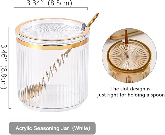 Acrylic Condiment Spice Jars and Box with Lids, Spoons, Tray - 3 Pack, Clear Plastic Canisters, Seasoning Box Set for Salt, Paprika, Sugar - Kitchen Storage-CasaMuseHome