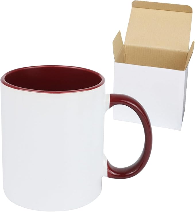 11oz White Ceramic Sublimation Coffee Mug in White Gift Box, 6 New Mixed Colors, Case of 6-CasaMuseHome