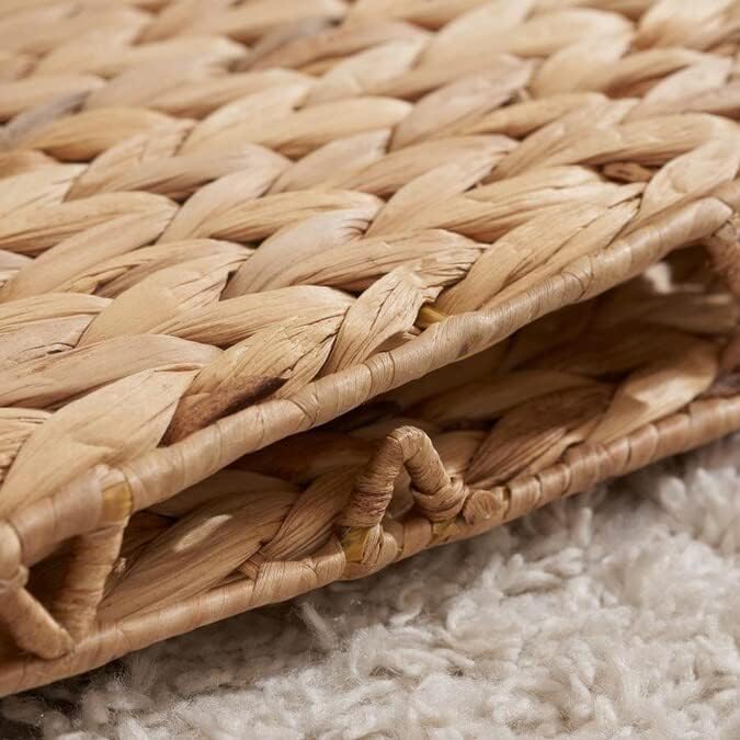 12 x 12in Water Hyacinth Storage Baskets, Wicker Storage Baskets for Shelves, Woven Baskets for Storage, Wicker Storage Basket for Bedroom, Living Room, Nursery Room (Natural 6 Packs 12x12in)-CasaMuseHome