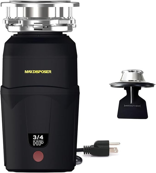 A600 Garbage Disposal 3/4 HP for Kitchen Sink, Food Waste Disposer Fast Continuous Feed Stainless Steel Grind, Quiet, Ease Install, With Power Cord, Powerful Drainage Compact Design 0.75 Horsepower-CasaMuseHome