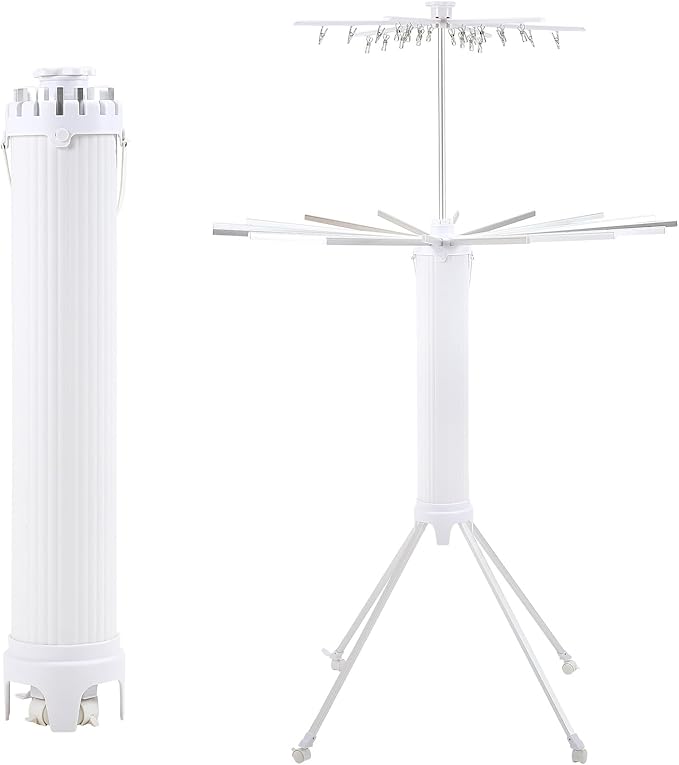 4-Legged Clothes Drying Rack Foldable,2 Tier Portable and Collapsible Space Saving Laundry Drying Rack with 4 Pulleys,Aluminum Dry Rack for Clothes-CasaMuseHome