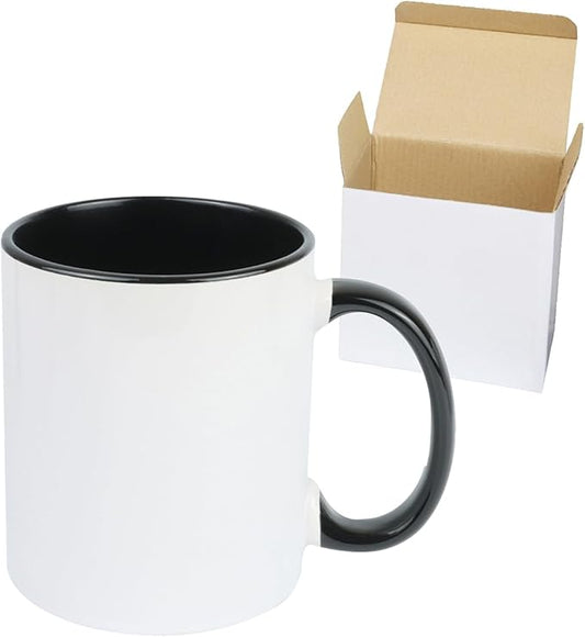 11oz White Ceramic Sublimation Coffee Mug in White Gift Box, Black, Case of 36-CasaMuseHome