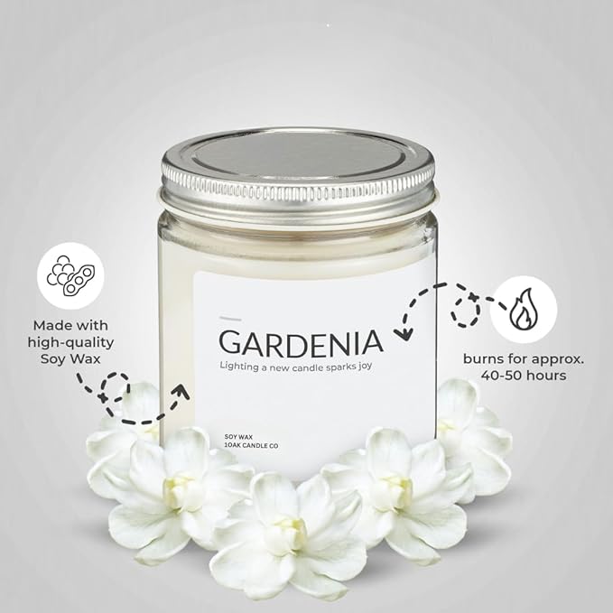 1OAK Soy Wax Scented Candles (Gardenia) - Long Burning Premium Hand-Poured (7oz.)-CasaMuseHome