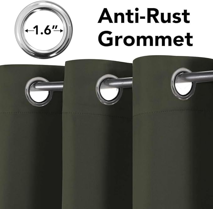 H.VERSAILTEX Thermal Insulated Blackout Window Panels Microfiber Formaldehyde-Free Kids Curtains for Holiday Season Home Decoration,Grommet Top,52 by 96 - Inch - Olive - Set of 2-CasaMuseHome