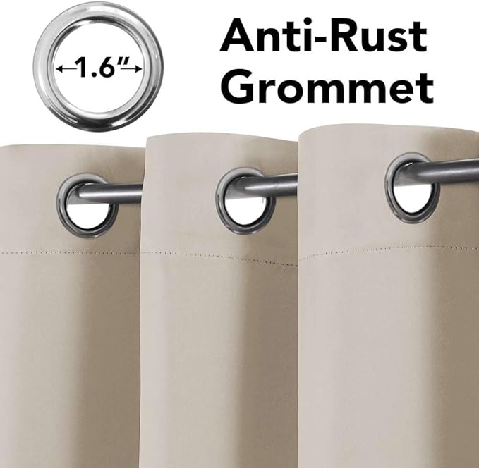 H.VERSAILTEX Thermal Insulated Blackout Window Panels Microfiber Formaldehyde-Free Kids Curtains for Holiday Season Home Decoration,Grommet Top,52 by 96 - Inch - Natural - Set of 2-CasaMuseHome