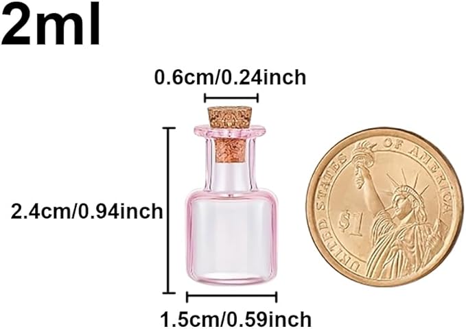 2ml Very Mini Rectangle Glass Color Bottles With Cork Colored Glass Bottles with Cork Stoppers Mix 7 Colors-CasaMuseHome