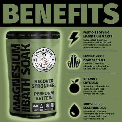 5 Pack Bundle: Coach Soak Recovery Bath Soak, Epsom Salt Bulk, Bath Salts Bulk, 5 Pack Bundle - Total of 15 Pounds (Mixed Bundle)-CasaMuseHome