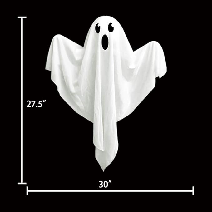 4 Pack Halloween Hanging Ghosts, 27.5" Cute Flying Ghost Decorations for Front Yard Patio Lawn Garden Party Décor and Holiday Decorations-CasaMuseHome