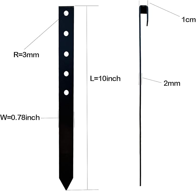 60Pcs Metal Garden Landscape Edging Stakes,Black, 10inch anchoring Stakes Landscape Anchoring Spikes for Terrace Board, Grass Barrier, Landscape Edging Coil, Garden Liner, Bender Board-CasaMuseHome