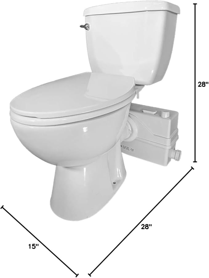 800W/1+HP American Elongated Macerating Toilet Kit with Macerator Pump for Basement Toilet System, 3 - Piece Kit by Lift Assure-CasaMuseHome