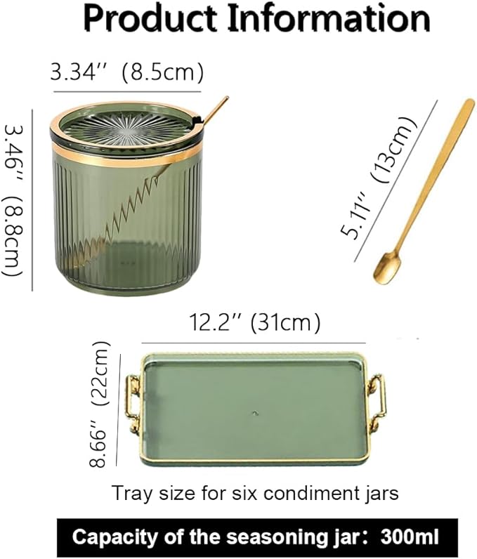 Acrylic Condiment Spice Jars,Condiment Spice Box With Lids and Spoons and Tray,Clear Plastic Condiment Canisters,Seasoning Box 6 Pack,Seasoning Box Set for Kitchen to Storage Salt,Paprika,Sugar-CasaMuseHome