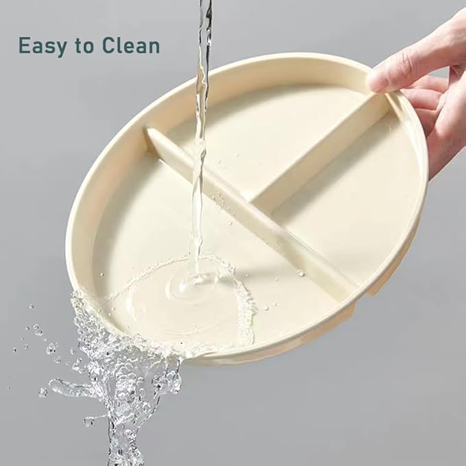 9" Unbreakable Divided Plates Set of 5, Wheat Straw Plate Reusable Dinnerware Portion Control Plates, Round Bariatric Plastic Plate for Kids Adults, BPA-free, Dishwasher Safe-CasaMuseHome