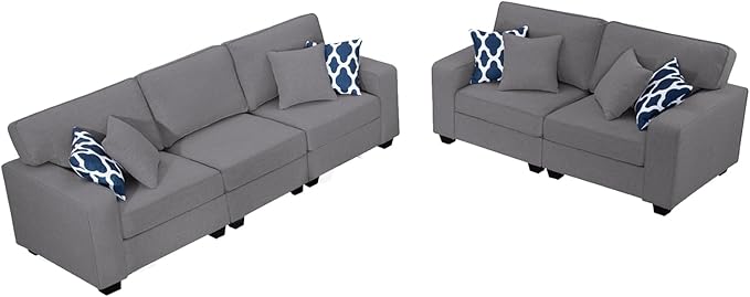 L Lengend Vansen Modular Sectional Sofa U Shaped Couch with Ottoman Modern Reversible Corner Sectional Couch for Living Room (Dark Grey, 2+3)-CasaMuseHome