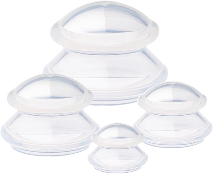 4 Pcs Cupping Therapy Professional Silicone Cupping Set,Suitable for Body Massage/Deep Myofascial Release/Pain Relief/Muscle Relaxation & More (Clear,4pcs)-CasaMuseHome