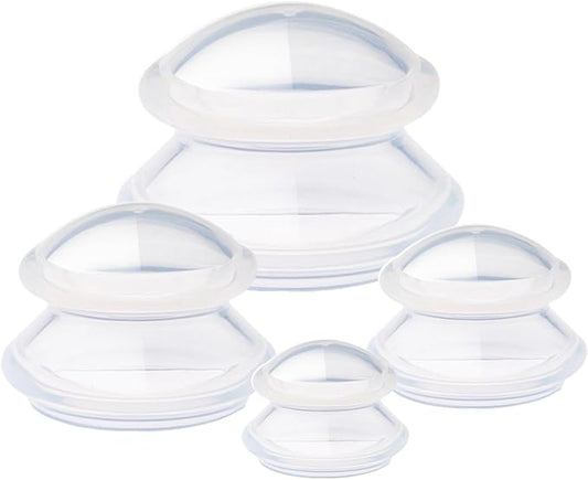 4 Pcs Cupping Therapy Professional Silicone Cupping Set,Suitable for Body Massage/Deep Myofascial Release/Pain Relief/Muscle Relaxation & More (Clear,4pcs)-CasaMuseHome