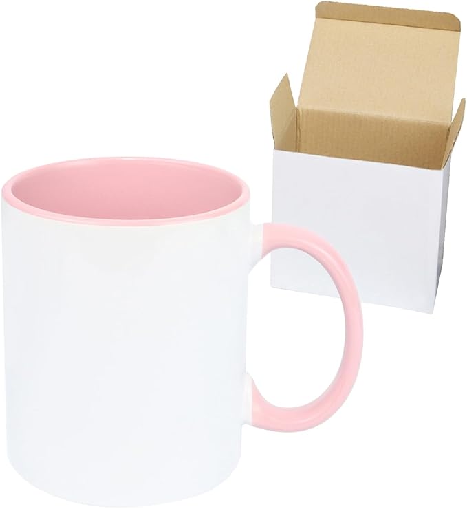 11oz Ceramic Sublimation Coffee Mug in White Gift Box, Case of 36 (Pink)-CasaMuseHome