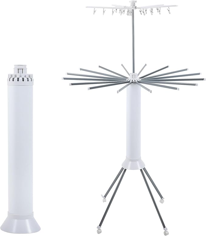 4-Legged Clothes Drying Rack Foldable,Octopus-Shaped Portable Laundry Drying Rack,Outdoor and Indoor Collapsible Drying Rack with 4 Pulleys,2 Tier-CasaMuseHome