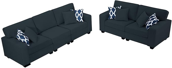 L Lengend Vansen Modular Sectional Sofa U Shaped Couch with Ottoman Modern Reversible Corner Sectional Couch for Living Room (Charcoal, 2+3)-CasaMuseHome