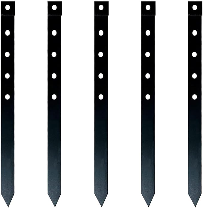 24Pcs Metal Garden Landscape Edging Stakes Black,10in anchoring Stakes Landscape Anchoring Spikes for Terrace Board, Grass Barrier, Landscape Edging Coil, Garden Liner, Bender Board-CasaMuseHome