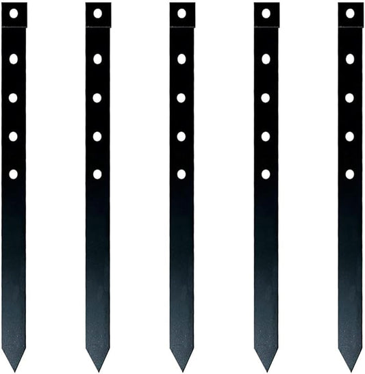 24Pcs Metal Garden Landscape Edging Stakes Black,10in anchoring Stakes Landscape Anchoring Spikes for Terrace Board, Grass Barrier, Landscape Edging Coil, Garden Liner, Bender Board-CasaMuseHome