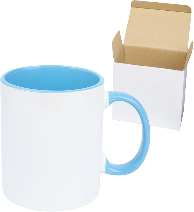 11oz White Ceramic Sublimation Coffee Mug in White Gift Box, 6 New Mixed Colors, Case of 6-CasaMuseHome