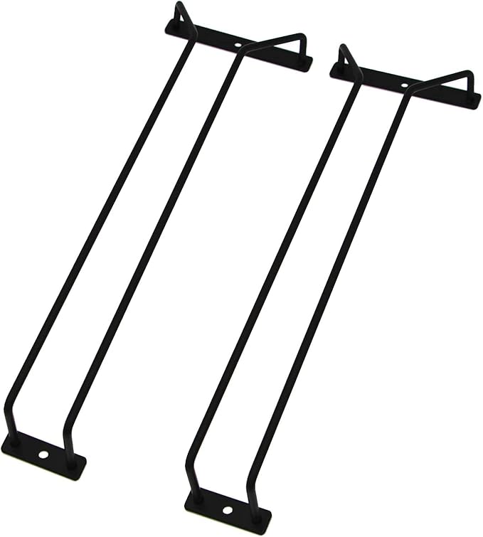 14-Inch Black Wine Glass Rack, Under Cabinet Wine Glass Holder, Stemware Rack, Hanging Stemware Holder, Set of 2-CasaMuseHome