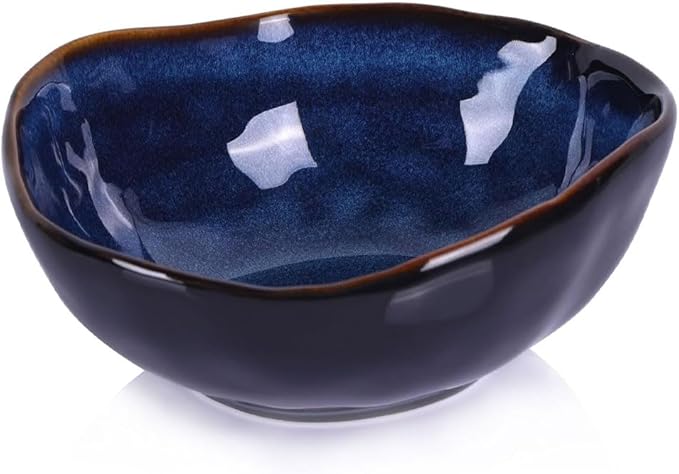 6" Blue Ceramic Decorative Bowl, Entryway Table Decor Pottery Key Bowl, Candy Dish, Salad Bowl, Blue Decor Small Jewelry Trinket Dish for Bedroom, Centerpiece, Bedside Table, Living Room Decor-CasaMuseHome