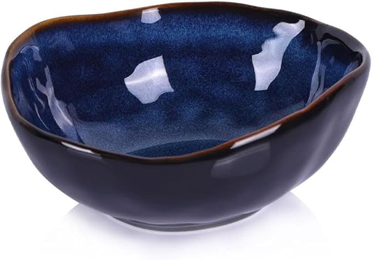 6" Blue Ceramic Decorative Bowl, Entryway Table Decor Pottery Key Bowl, Candy Dish, Salad Bowl, Blue Decor Small Jewelry Trinket Dish for Bedroom, Centerpiece, Bedside Table, Living Room Decor-CasaMuseHome