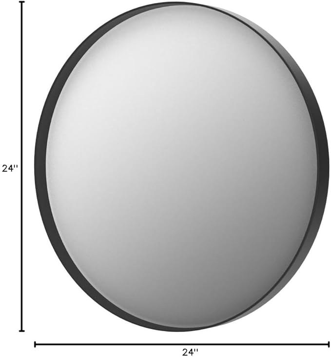 24 Inch Round Bathroom Mirror - Wall Mounted Circle Mirror with Metal Frame, Modern Mirror Suitable for Bathroom, Vanity, Entryway, Living Room, Wall Decor,Black-CasaMuseHome