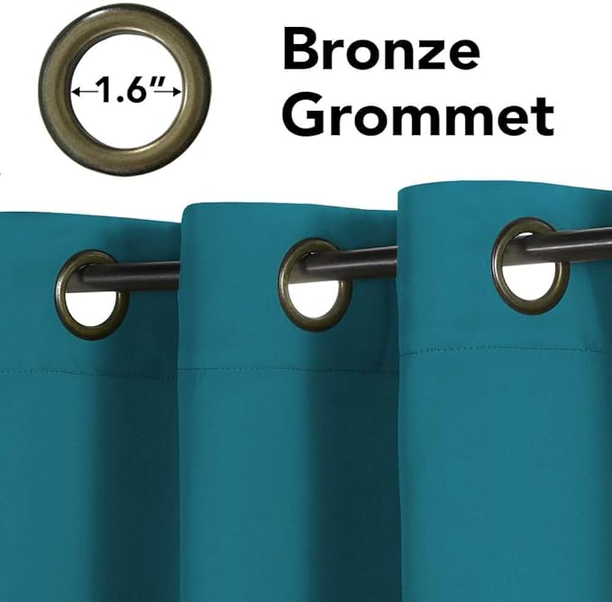 H.VERSAILTEX Thermal Insulated Blackout Curtains Innovated Microfiber Formaldehyde-Free Window Panels for Nursery, Grommet,52 by 84 - Inch - Turquoise Blue - Set of 2-CasaMuseHome