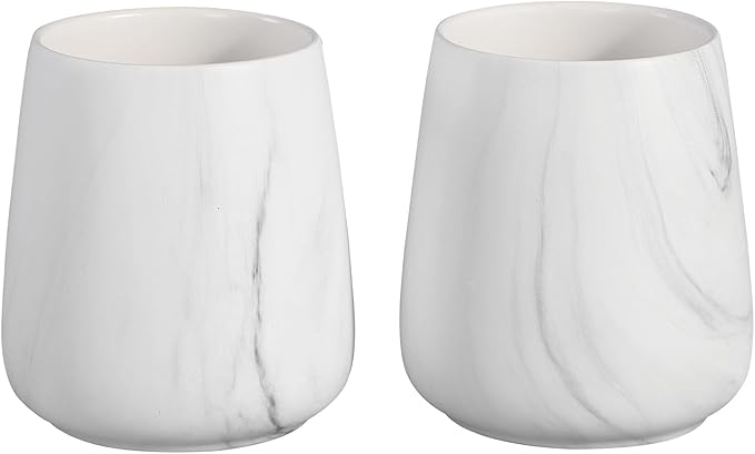 2Pcs Toothbrush Holder for Bathroom - Marble White Ceramic Tooth Brushing Holders Set, Toothbrush Cup & Toothpaste Organizer for Bathroom Countertop, Makeup Brush Holder, Pen Holder for Home Storage-CasaMuseHome