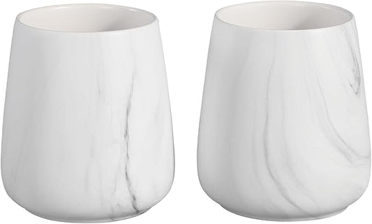2Pcs Toothbrush Holder for Bathroom - Marble White Ceramic Tooth Brushing Holders Set, Toothbrush Cup & Toothpaste Organizer for Bathroom Countertop, Makeup Brush Holder, Pen Holder for Home Storage-CasaMuseHome