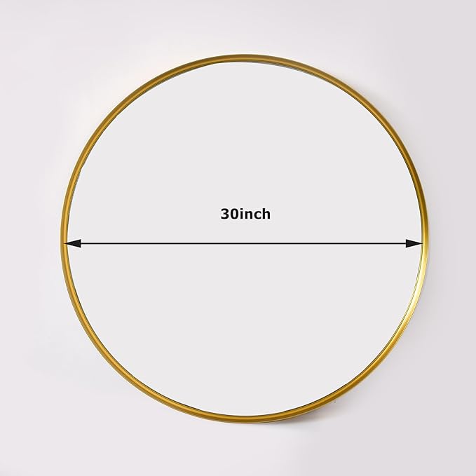 30 Inch Round Bathroom Mirror - Wall Mounted Circle Mirror with Metal Frame, Modern Mirror Suitable for Bathroom, Vanity, Entryway, Living Room, Wall Decor,Gold-CasaMuseHome