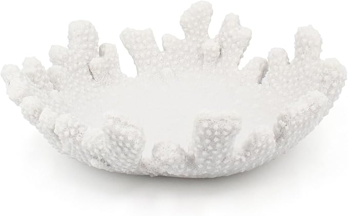 Accessoryway White Coral Textured Decorative Bowl,9.45" Medium Resin Decorative Centerpiece Bowl for Coastal Beach theme house table centerpiece decorations & Nautical decorations for coffee table-CasaMuseHome