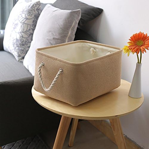 TheWarmHome Large Storage Basket - Fabric Storage Baskets for Organizing Shelves, Collapsible Storage Bin Organizer for Closet Bookself Laundry Dog Toy Home Organization, Decorative Beige Basket Gift-CasaMuseHome
