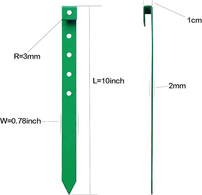 60Pcs Metal Garden Landscape Edging Stakes, Green,10in anchoring Stakes Landscape Anchoring Spikes for Terrace Board,Garden Liner, Landscape Edging Coil,Bender Board,Grass Barrier-CasaMuseHome