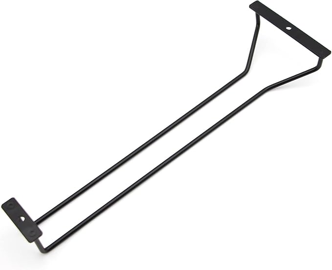 14-Inch Black Wine Glass Rack, Under Cabinet Wine Glass Holder, Stemware Rack, Hanging Stemware Holder, Set of 2-CasaMuseHome
