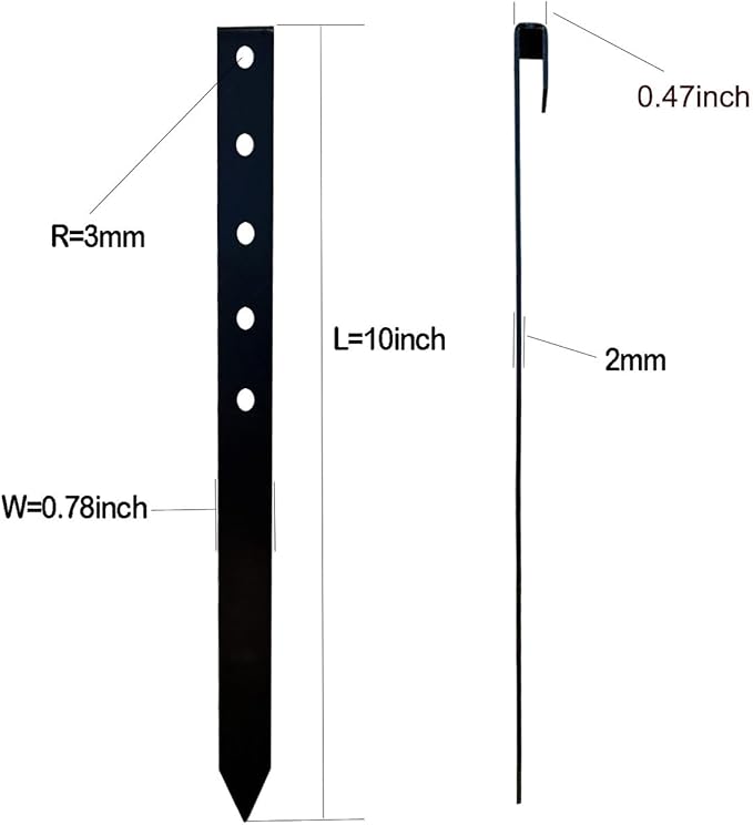 24Pcs Metal Garden Landscape Edging Stakes Black,10in anchoring Stakes Landscape Anchoring Spikes for Terrace Board, Grass Barrier, Landscape Edging Coil, Garden Liner, Bender Board-CasaMuseHome