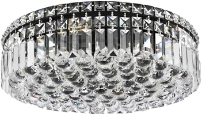 6-Lights Black Crystal Flush Mount Chandelier Light Fixture K9 Crystals Modern Ceiling Lights Elegant Pendant Lamp for Bedroom,Hallway,Bar,Living Room,Dining Room,H5.9 xW20 (Bulbs Not Included)-CasaMuseHome