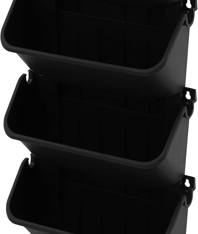 18 Pots Self-Watering Vertical Wall Planter, 39.4”L x 39.4”H Stackable Plastic Wall-Mounted Plant Grow Pots, Wall Hang Garden Planter Outdoor Indoor for Herbs Flowers Strawberries (Black)-CasaMuseHome