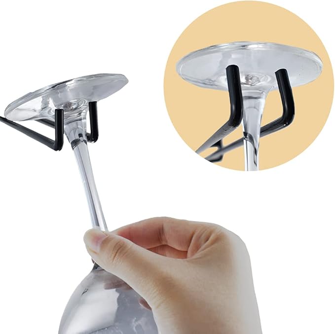 4 Packs 12 Inch Wine Glass Racks Cup Wall Mounted Stemware Hanging Wine Glasses Holder Under Cabinet Wire Wine Decor Racks-CasaMuseHome