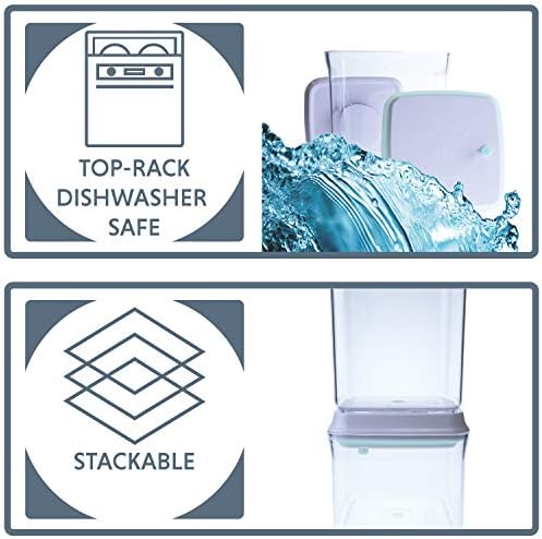 BopTop (5pc Set) Airtight Food Storage Container – Mechanical Silicone Seal Canister - BPA-Free Stackable - 2.5Qt/1.5Qt/.9Qt/.85Qt/.5Qt-CasaMuseHome
