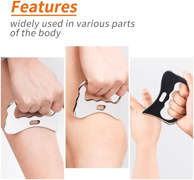 3 in 1 Guasha Massage Tool, Grade Stainless Steel Scraping Tool for Soft Tissue Upgrade Physical Therapy Stuff,Used for Back, Legs, Arms,Neck,Shoulder, Gua sha Tool… (Square+S-Shape+D-Shape)-CasaMuseHome