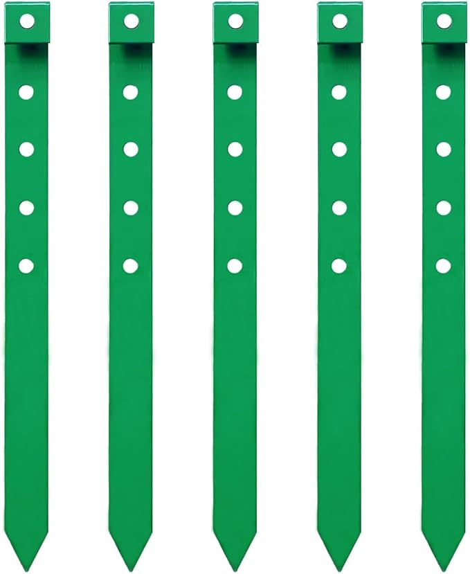 60Pcs Metal Garden Landscape Edging Stakes, Green,10in anchoring Stakes Landscape Anchoring Spikes for Terrace Board,Garden Liner, Landscape Edging Coil,Bender Board,Grass Barrier-CasaMuseHome