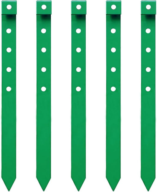 24Pcs Metal Garden Landscape Edging Stakes Green,10in anchoring Stakes Landscape Anchoring Spikes for Terrace Board, Garden Liner, Landscape Edging Coil,Bender Board,Grass Barrier-CasaMuseHome