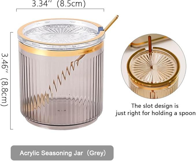 Acrylic Condiment Spice Jars,Condiment Spice Box With Lids and Spoons and Tray,Clear Plastic Condiment Canisters,Seasoning Box 6 Pack,Seasoning Box Set for Kitchen to Storage Salt,Paprika,Sugar-CasaMuseHome