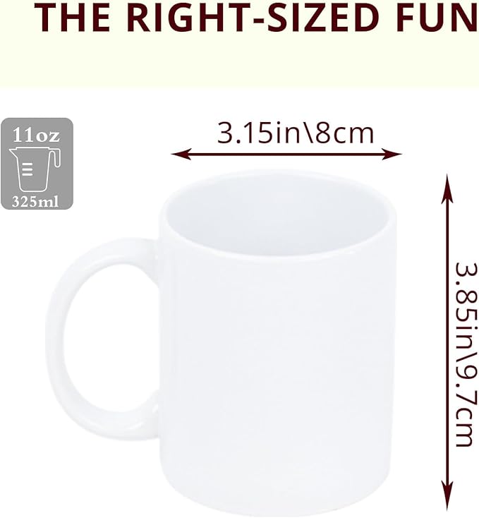 11oz Sublimation Coffee Mug Packed in White Box (24, White)-CasaMuseHome